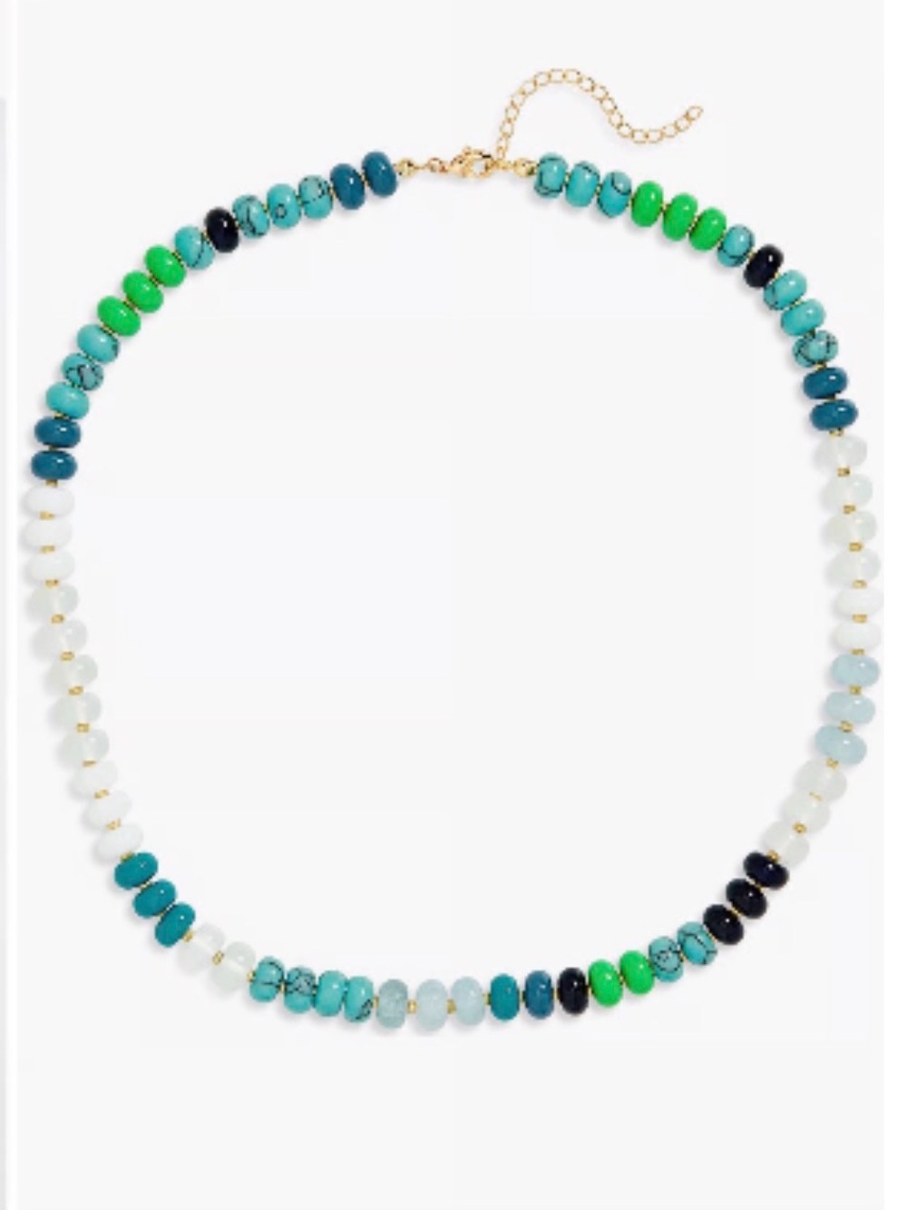 NWT Leith Beaded Necklace Multi-Gold 18" length Goldtone plate/glass
